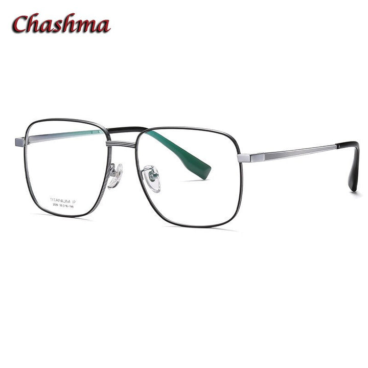 Chashma Ochki Unisex Full Rim Square Titanium Eyeglasses 2029 Full Rim Chashma Ochki Black Silver  