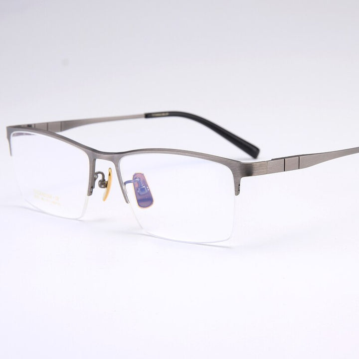 Bclear Men's Full Rim Square Titanium Eyeglasses My91077 Full Rim Bclear Gray  