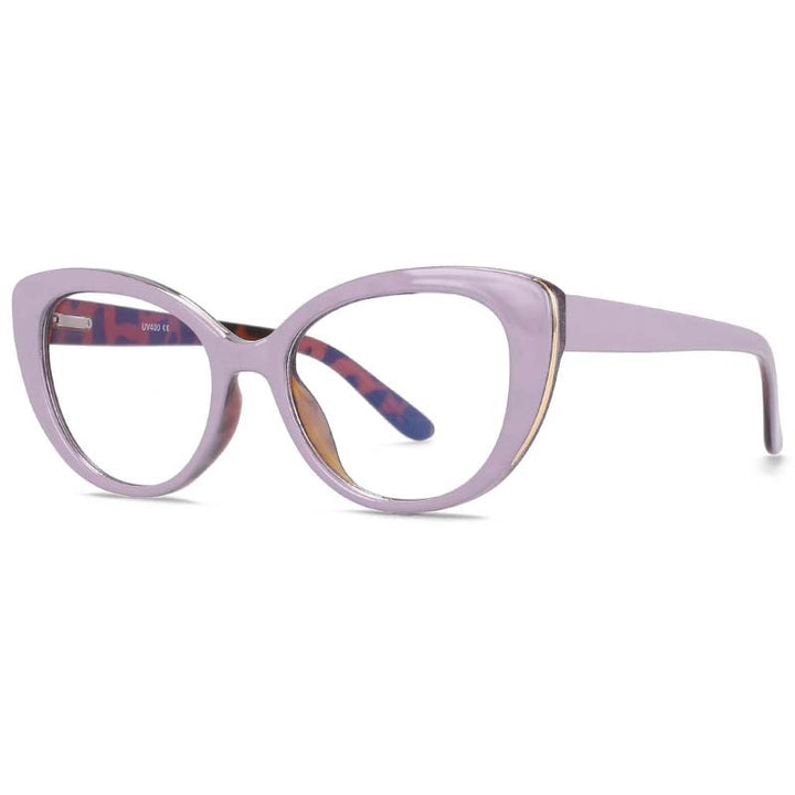 CCSpace Women's Full Rim Oval Cat Eye Tr 90 Titanium Eyeglasses 45677 Full Rim CCspace Purple China 