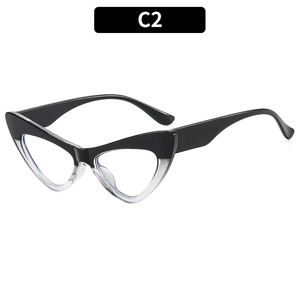 CCSpace Women's Full Rim Oversized Cat Eye Acetate Eyeglasses 53299 Full Rim CCspace China BlackClear 