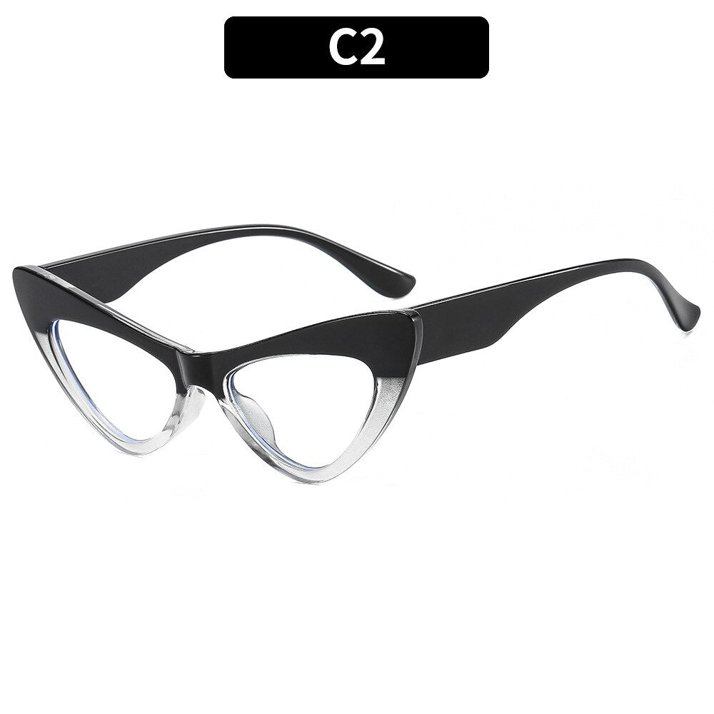 CCspace Women's Full Rim Oversized Cat Eye Acetate Eyeglasses 53299 Full Rim CCspace China BlackClear 