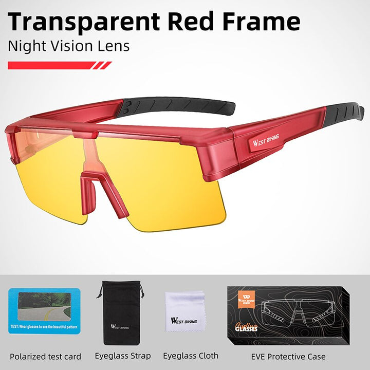 West Biking Unisex Semi Rim Fit Over Myopic Polarized Sunglasses Yp0703144-146 Sunglasses West Biking Photochromic Red 1  