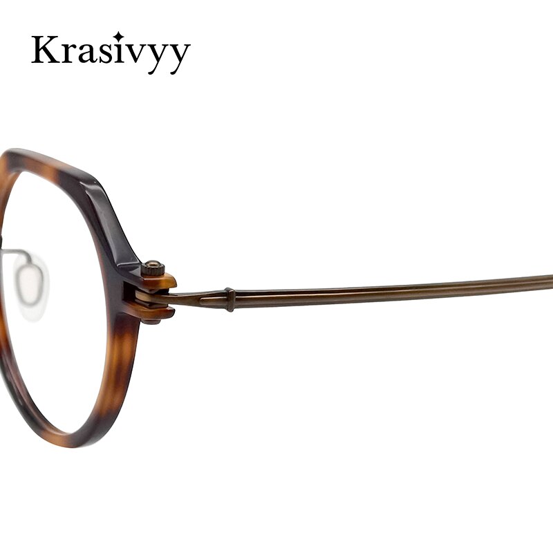 Krasivyy Unisex Full Rim Flat Top Round Titanium Acetate Eyeglasses Rlt5882 Full Rim Krasivyy   