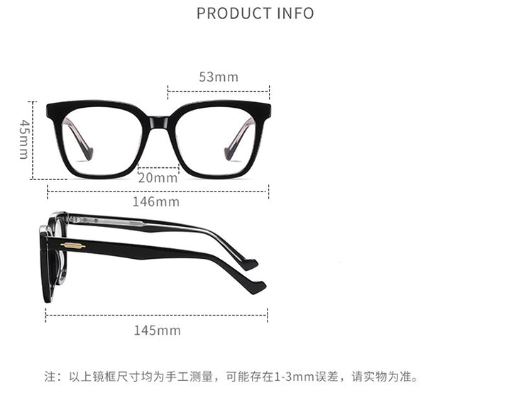 Bclear Unisex Full Rim Square Acetate Eyeglasses Wd8804 Full Rim Bclear   