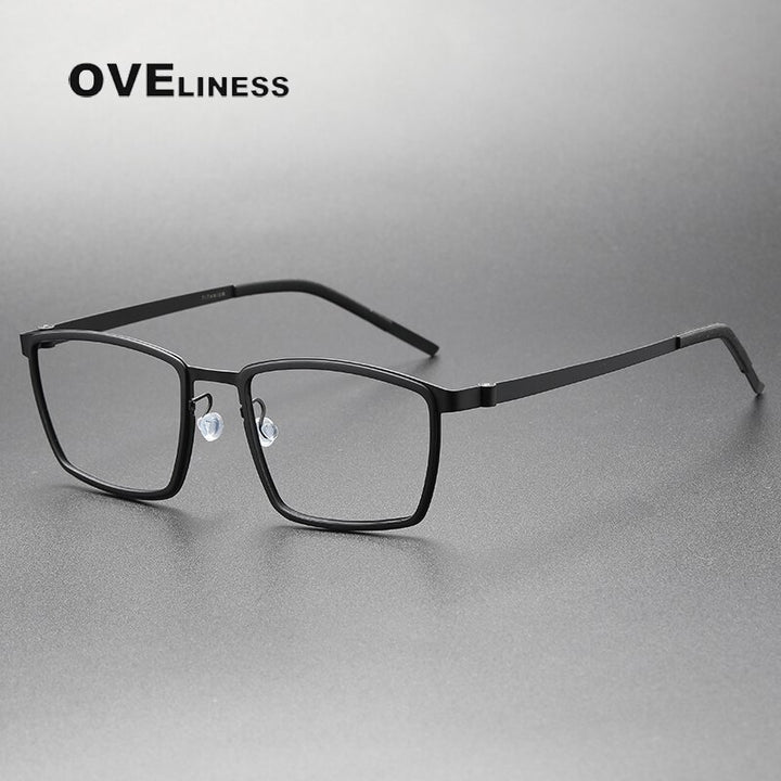 Oveliness Unisex Full Rim Square Acetate Titanium Eyeglasses 9711 Full Rim Oveliness black  