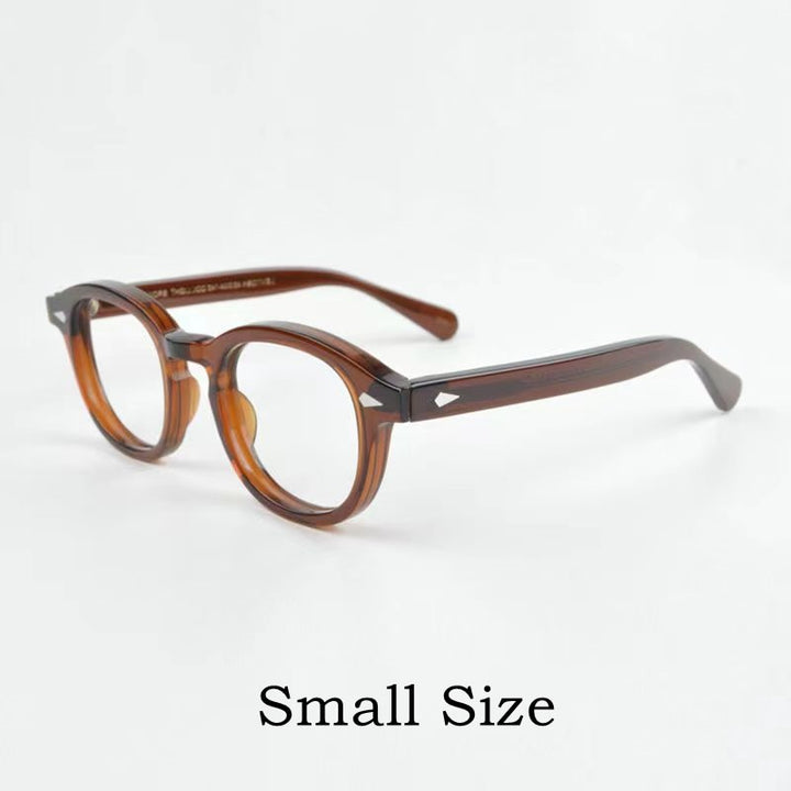 Yimaruili Unisex Full Rim Round Acetate Eyeglasses Three Sizes Y1915 Full Rim Yimaruili Eyeglasses S Brown  