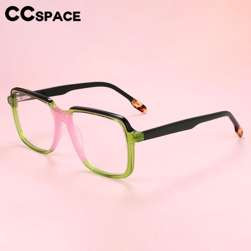 CCspace Unisex Full Rim Square Acetate Eyeglasses 56549 Full Rim CCspace   