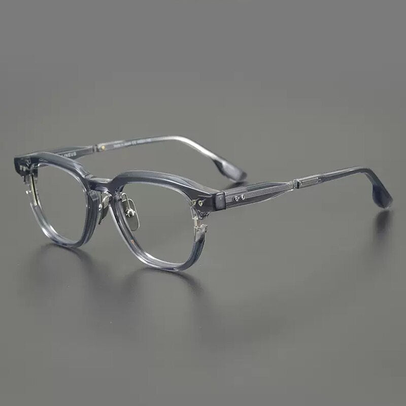 Gatenac Unisex Full Rim Round Square Acetate Eyeglasses Gxyj888 Full Rim Gatenac Gray  