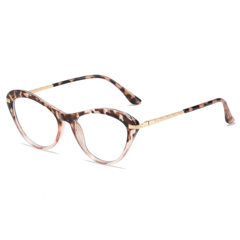 CCSpace Women's Full Rim Square Cat Eye Tr 90 Titanium Eyeglasses 53226 Full Rim CCspace China Leopard 