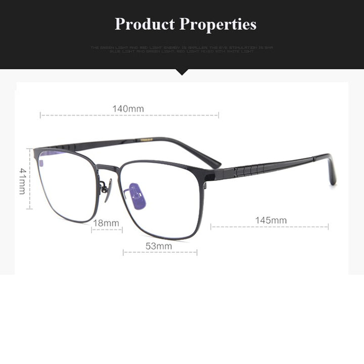 Bclear Men's Full Rim Square Titanium Eyeglasses My91063 Full Rim Bclear   