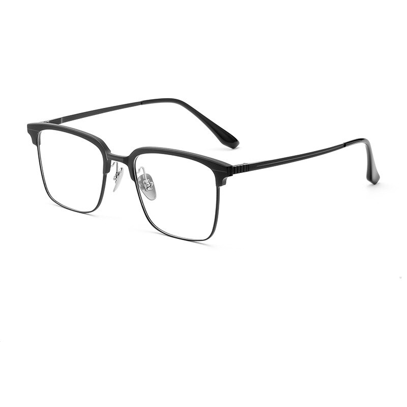 Yimaruili Men's Full Rim Small Square Acetate Titanium Eyeglasses 9201 Full Rim Yimaruili Eyeglasses Black  