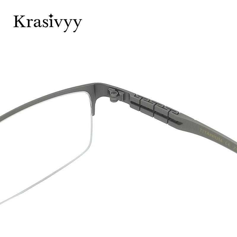 Krasivyy Men's Semi Rim Square Spring Hinge Titanium Eyeglasses Kr0070 Semi Rim Krasivyy   