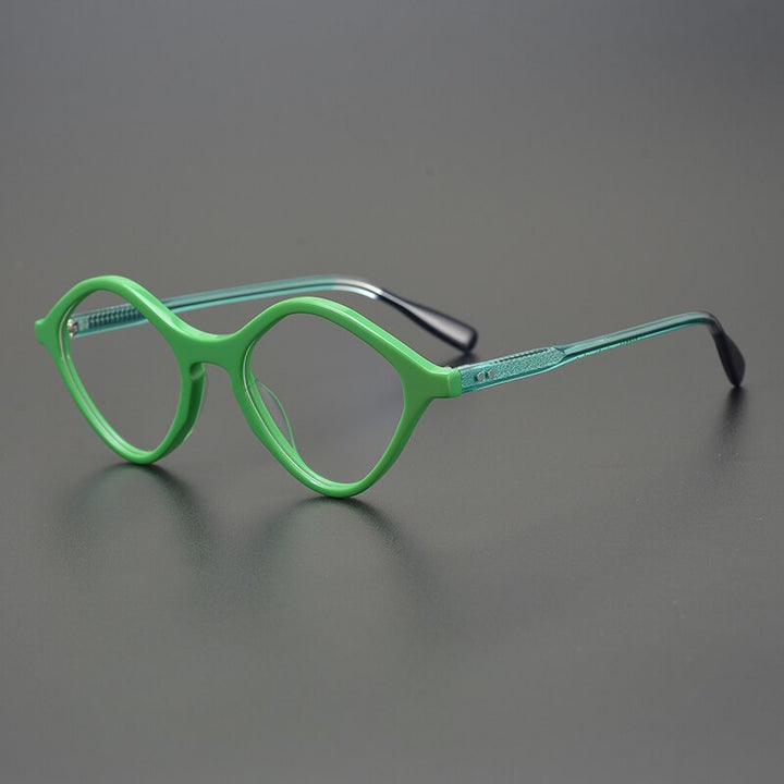 Gatenac Unisex Full Rim Irregular Oval Cat Eye Acetate Eyeglasses Gxyj877 Full Rim Gatenac Green  