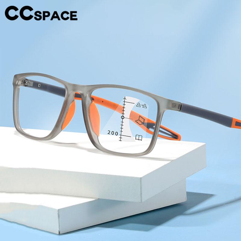 CCSpace Unisex Full Rim Square Tr 90 Titanium Hyperopic Reading Glasses 56749 Reading Glasses CCspace 100 Orange 