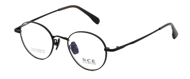 Bclear Unisex Eyeglasses Titanium Round Full Rim Sc88305 Full Rim Bclear black  