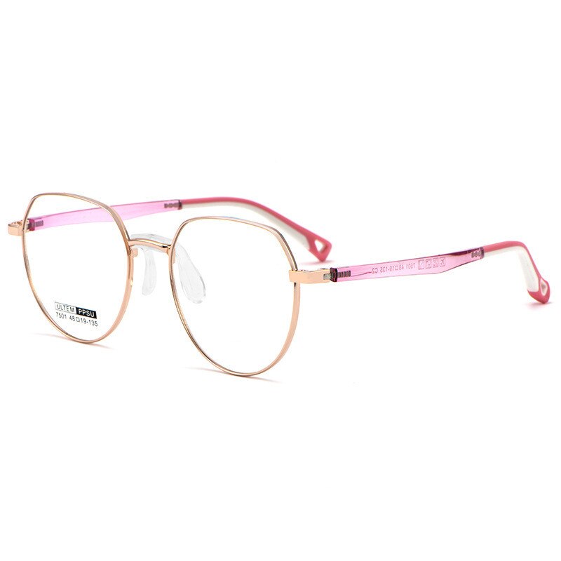 KatKani Women's Full Rim Round Ultem β Alloy Frame Eyeglasses 7501s Full Rim KatKani Eyeglasses Pink  