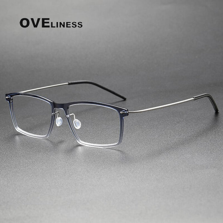 Oveliness Unisex Full Rim Square Acetate Titanium Eyeglasses 6544 Full Rim Oveliness gradient grey  