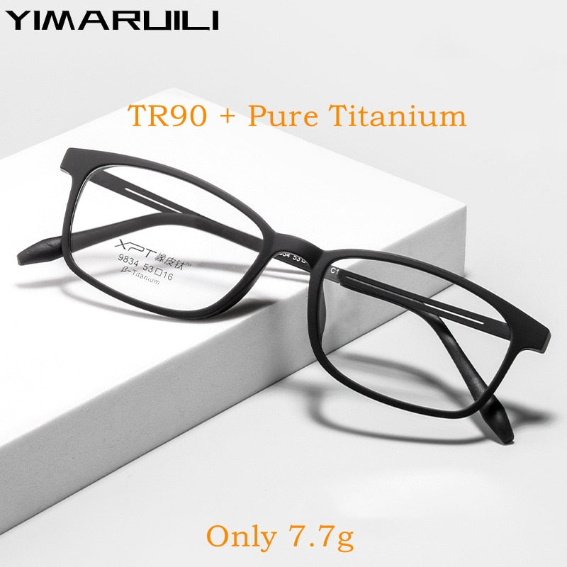 Yimaruili Unisex Full Rim Square Tr 90 Titanium Eyeglasses 9834XP Full Rim Yimaruili Eyeglasses   