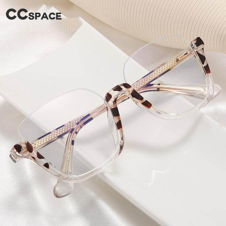 CCSpace Women's Semi Rim Big Square Tr 90 Titanium Eyeglasses 55066 Semi Rim CCspace   