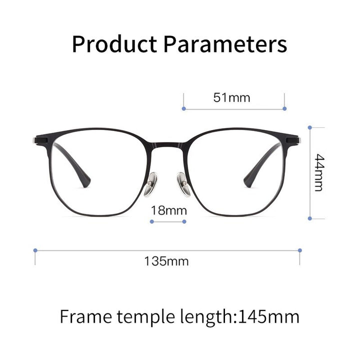 KatKani Unisex Full Rim Square Aluminum Magnesium Titanium Frame Eyeglasses 5066m Full Rim KatKani Eyeglasses   