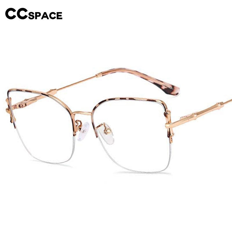 CCSpace Women's Semi Rim Square Cat Eye Alloy Eyeglasses 55111 Semi Rim CCspace   