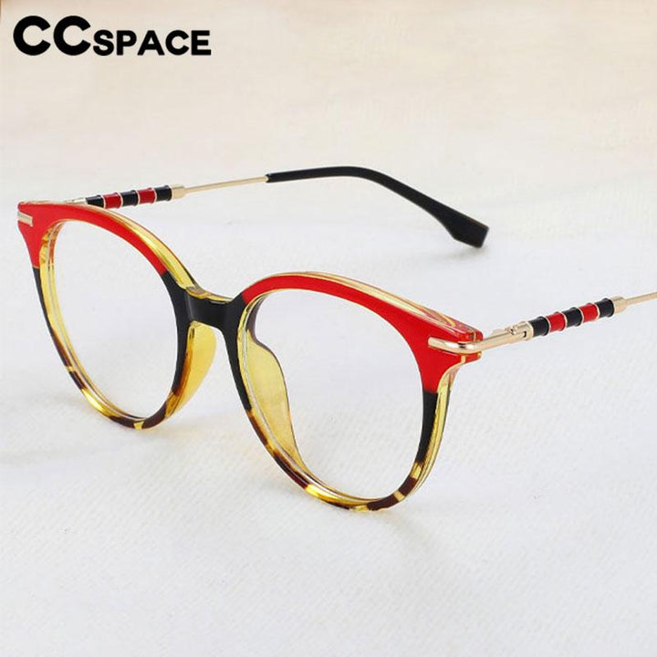 CCspace Women's Full Rim Round Acetate Alloy Eyeglasses 56609 Full Rim CCspace   