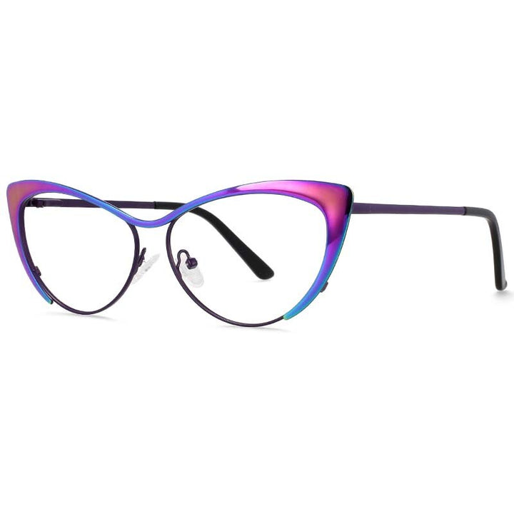 CCSpace Women's Full Rim Cat Eye Acetate Alloy Eyeglasses 55276 Full Rim CCspace Purple China 
