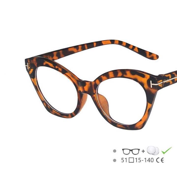 CCSpace Women's Full Rim Square Cat Eye Acetate Frame Eyeglasses 54615 Full Rim CCspace Leopard China 