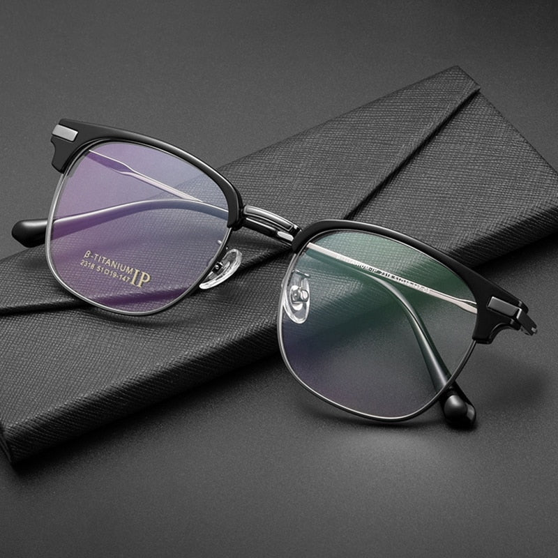 Hotochki Men's Full Rim Square Titanium Alloy Eyeglasses 2318y Full Rim Hotochki   