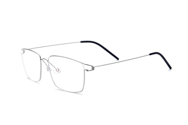 Muzz Men's Full Rim Square Titanium Alloy Screwless Frame Eyeglasses 3in3 Full Rim Muzz Square Silver  