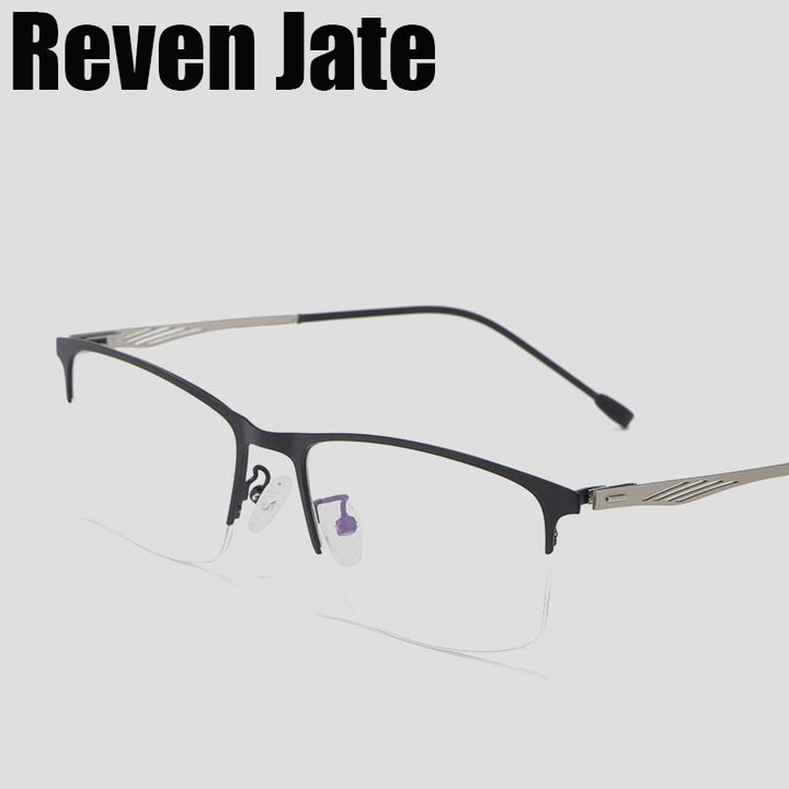 Reven Jate Unisex Semi Rim Square Alloy Eyeglasses P8836 Semi Rim Reven Jate   