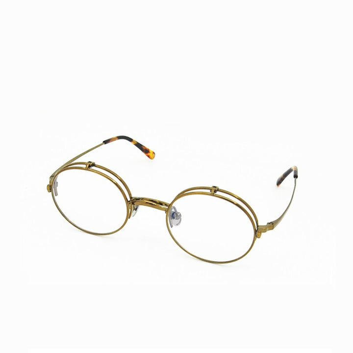 Yujo Unisex Full Rim Oval 45mm Titanium Flip Up Reading Glasses Reading Glasses Yujo   