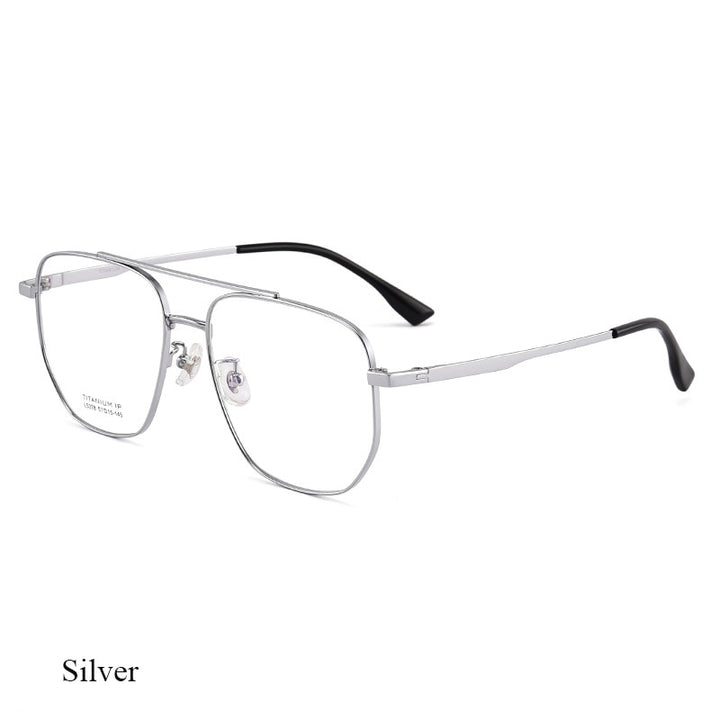 Bclear Unisex Full Rim Square Double Bridge Titanium Eyeglasses Lb5378 Full Rim Bclear Silver  