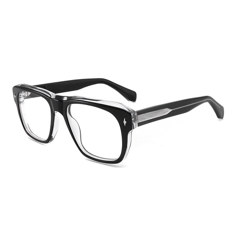 Gatenac Unisex Full Rim Square Acetate Frame Eyeglasses Gxyj772 Full Rim Gatenac Black Transparent  
