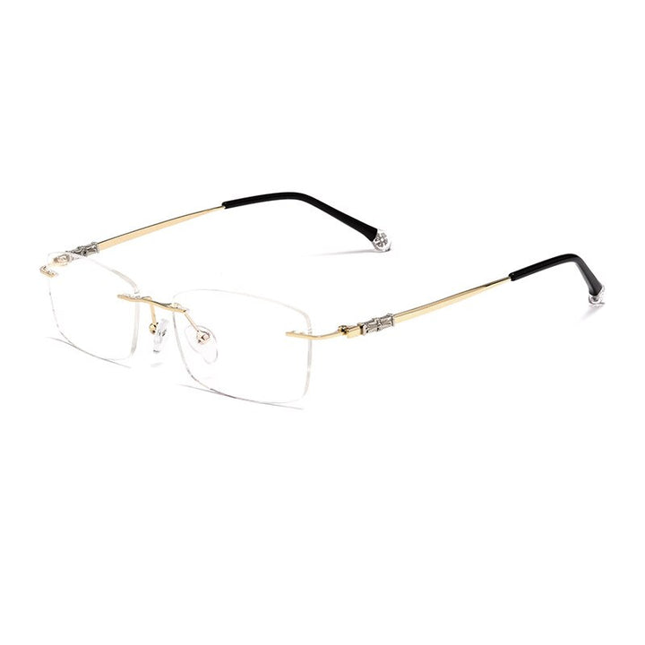 Handoer Men's Rimless Customized Lens Shape Alloy Eyeglasses 98607wk Rimless Handoer Gold  