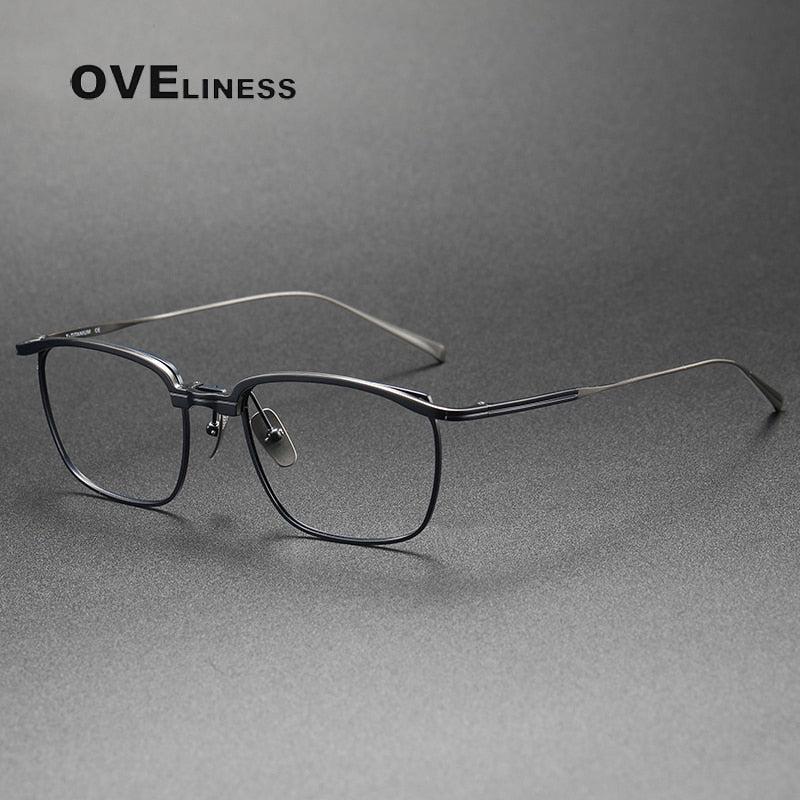 Oveliness Men's Full Rim Square Titanium Eyeglasses Aeron Full Rim Oveliness gun blue  