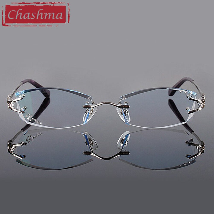 Chashma Ochki Women's Rimless Square Titanium Eyeglasses 10066028 Rimless Chashma Ochki Silver  