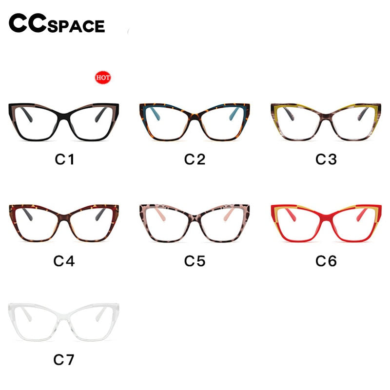 CCSpace Women's Full Rim Square Cat Eye Tr 90 Titanium Eyeglasses 55485 Full Rim CCspace   