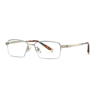 Ralferty Men's Semi Rim Rectangle Titanium Eyeglasses Semi Rim Ralferty China C6 Gold 