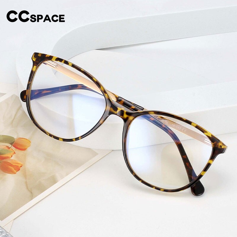 CCspace Women's Full Rim Round Cat Eye Tr 90 Titanium Frame Eyeglasses 54495 Full Rim CCspace   