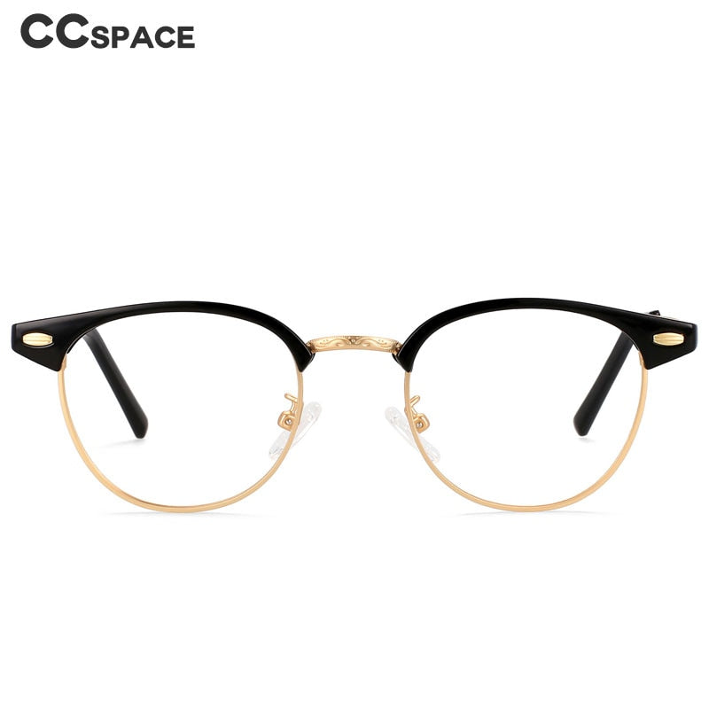 CCSpace Unisex Full Rim Round Square Alloy Eyeglasses 55866 Full Rim CCspace   