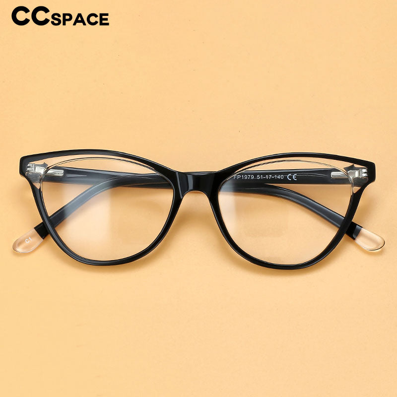 CCSpace Unisex Full Rim Square Cat Eye Acetate Eyeglasses 55617 Full Rim CCspace   