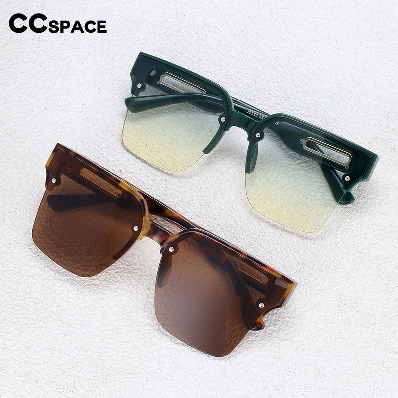 CCSpace Women's Semi Rim Oversized Square Cat Eye Resin Frame Sunglasses 54201 Sunglasses CCspace Sunglasses   