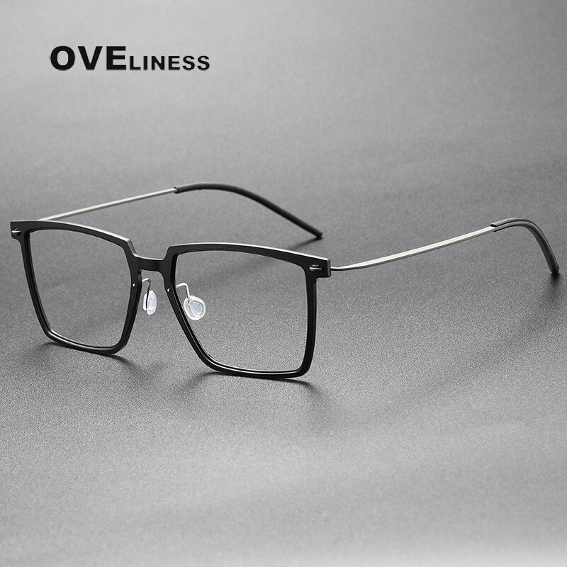 Oveliness Unisex Full Rim Square Acetate Titanium Eyeglasses Full Rim Oveliness matt black gun  
