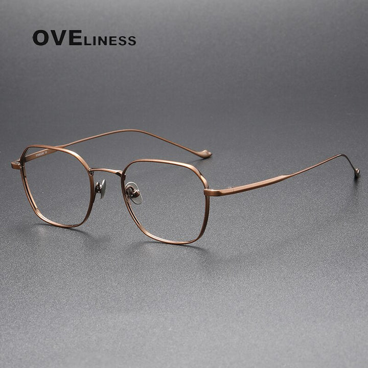 Oveliness Unisex Full Rim Square Titanium Eyeglasses Chordg Full Rim Oveliness bronze  