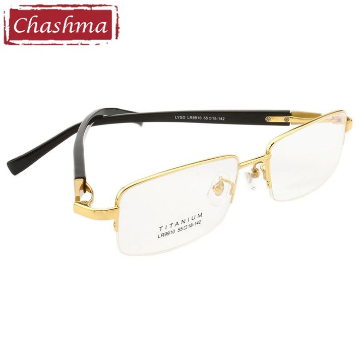 Chashma Ottica Men's Semi Rim Rectangle Square Titanium Eyeglasses Lr9910 Semi Rim Chashma Ottica   