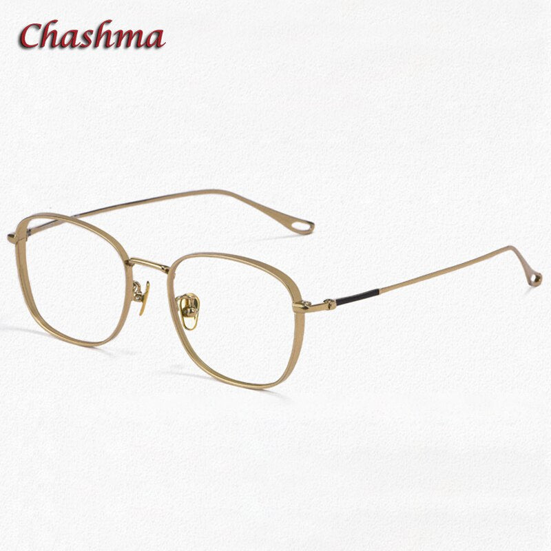 Chashma Ochki Unisex Full Rim Square Oval Titanium Eyeglasses  1851 Full Rim Chashma Ochki Gold  