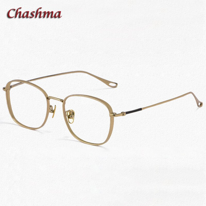 Chashma Ochki Unisex Full Rim Square Oval Titanium Eyeglasses  1851 Full Rim Chashma Ochki Gold  