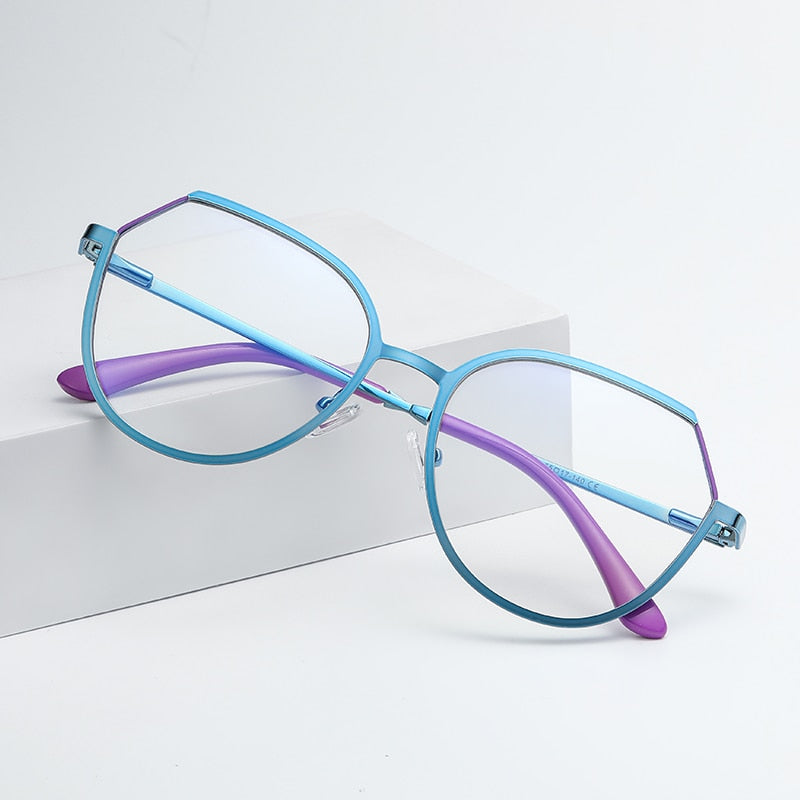 Hotony Women's Full Rim TR 90 Resin Round Alloy Frame Eyeglasses 3034 Full Rim Hotony   