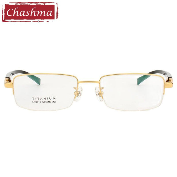 Chashma Ottica Men's Semi Rim Rectangle Square Titanium Eyeglasses Lr9910 Semi Rim Chashma Ottica   